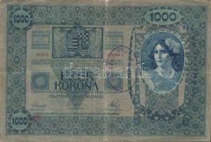 1902. 1000K szerb ellenbélyeggel és ellenbélyegzővel T:II/III