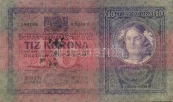 1904. 10K szerb ellenbélyeggel és ellenbélyegzővel T:III/III-