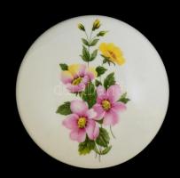 Aquincumi virágos dobozka, matricás, jelzett, kopott, d:9,5 cm