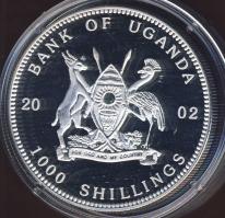 Uganda 2002. 1000Sh Ag multicolor "Tengeri élővilág - delfin" T:PP