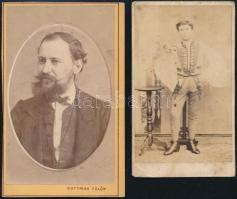 cca 1873 Vizitkártya méretű, 2 db vintage fotó, 10,5x6 cm és 5x9 cm