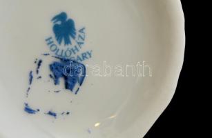 Hollóházi gyertyatartó pár, matricás, jelzett, hibátlan, m:4,5 cm (2×)