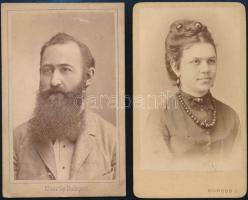 cca 1868 Klösz György és Borsos József pesti műtermében készült 2 db vizitkártya méretű vintage fotó, 10,5x6 cm