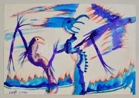 Szeift Béla (1944-2012): Alkalmi madárijesztő. Akvarell, papír, jelzett, 30×42 cm