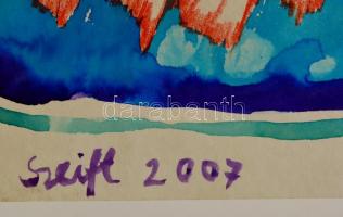 Szeift Béla (1944-2012): Alkalmi madárijesztő. Akvarell, papír, jelzett, 30×42 cm