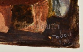 Taban jelzéssel: Asszonyok a kútnál. Akvarell, papír, gyűrődéssel, 30×43 cm