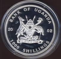 Uganda 2002. 1000Sh Ag multicolor "Tengeri élővilág - kalapácsfejű cápa" T:PP