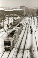 1983. február, Budapest, villamosok a Moszkva téren, 6 db szabadon felhasználható vintage negatív, 2...