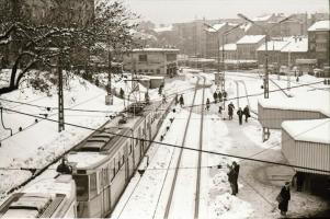 1983. február, Budapest, villamosok a Moszkva téren, 6 db szabadon felhasználható vintage negatív, 2...