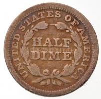 Amerikai Egyesült Államok 1857. 1/2D Ag "Ülő Szabadság" T:3 k.
USA 1857. 1/2 Dime Ag &quo...