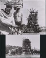 1948. augusztus, Budapest, a Lánchíd roncsainak kiemelése, nehézbúvárok közreműködésével, Rózsa Györ...