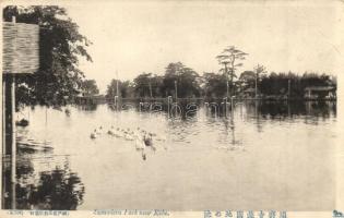 5 db régi japán városképes lap / 5 pre-1945 Japanese town-view postcards (Nagasaki, Castle Osaka, To...