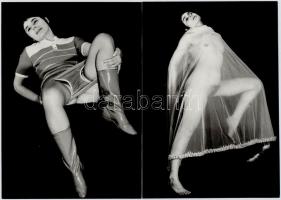 cca 1972 Bájosak és sikkesek, 5 db szolidan erotikus fotó, négy vintage, egy mai nagyítás, 25x18 cm és 24x13 cm között