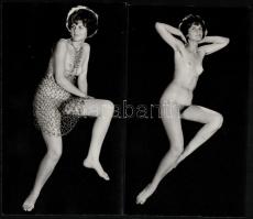 cca 1971 Műtermi feljegyzések, 4 db szolidan erotikus vintage fotó, 23x18 cm és 24x14 cm között