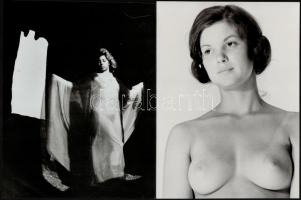 cca 1971 Műtermi feljegyzések, 4 db szolidan erotikus vintage fotó, 23x18 cm és 24x14 cm között