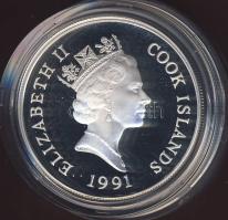 Cook szigetek 1991. 50$ Ag "Veszélyeztetett állatvilág - hegyi kecske" T:PP