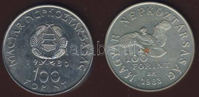 1980. 100Ft "Szovjet-magyar közös űrrepülés" + 1983. 100Ft "Simon Bolivar" T:BU