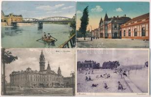 8 db régi főleg magyar városképes lap (Gyékényes, Kecskemét, Keszthely, Szolnok, Győr, Nyíregyháza, Lugos, Karcag W. L. 1862.) / 8 pre-1945 mostly Hungarian town-view postcards, among them 1 Lugoj
