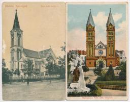 8 db régi főleg magyar városképes lap (Gyékényes, Kecskemét, Keszthely, Szolnok, Győr, Nyíregyháza, ...