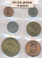 Izland 1966. 1e + 5a + 10a + 25a + 1K + 2K "Lucky Coin Iceland" fóliacsomagolásban T:1-,2
...
