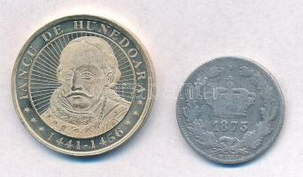 Románia 1873. 50b Ag "I. Károly" + 2016. 50b T:1--2-
Románia 1873. 50 Bani Ag "Carol...