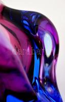 Anyagában színezett üveg hamutál, hibátlan, d: 14,5 cm, m: 11,5 cm