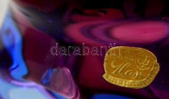 Anyagában színezett üveg hamutál, hibátlan, d: 14,5 cm, m: 11,5 cm