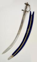 XX. sz. eleje: Indiai díszkard, kovácsolt pengével, pluss borítású hüvellyel / Begining of the XXth century: India dagger with sheath 93 cm