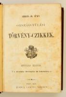 1869-ik évi törvény-czikkek. Pest, 1870, Lampel Róbert. Vászonkötésben, jó állapotban