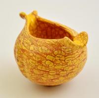 Iparművész hamuzótálka, repesztett mázas, jelzett (elmosódott),  hibátlan, m:9 cm,