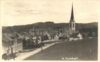 1919 Hundwil, street view with church. photo