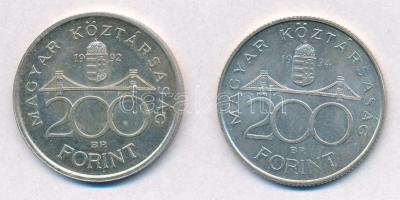 1992. 200Ft Ag "MNB" + 1994. 200Ft Ag "Deák" T:2