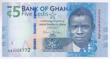Ghána 2017. 5C A ghánia központi bank 60. évfordulója emlékbankjegy T:I- Ghana 2017. 5 Cedis Celebrating 60 years of central banking in Ghana commemorative banknote C:AU