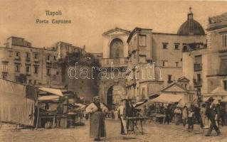 Naples, Napoli; Porta Capuana / square, gate, market with vendors (EK)