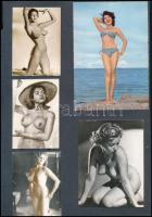 8 db erotikus fotó + bikinis képeslap, kartonlapra ragasztva, 12x9 cm