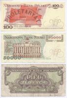 Lengyelország 1944. 5Zl + 1982. 100Zl + 1989. 50.000Zl T:III
Poland 1944. 5 Zlotych + 1982. 100 Zlo...