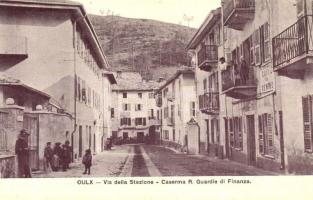 Oulx, Via della Stazione, Caserma R. Guardie di Finanza, Caffe del Centro / street view with cafe and Financial Guard barracks