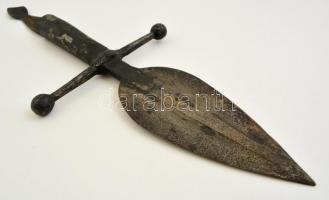 XVIII. sz. kovácsolt acél lándzsafej, kopja-fej. / XVIIIth century smithed steel sphere head. 58  cm
