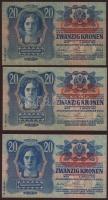 1913. 20K (5x) piros, vízszintes "Deutschösterreich" fny-sal T:I