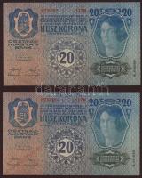 1913. 20K (5x) piros, vízszintes "Deutschösterreich" fny-sal T:I
