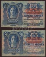 1913. 20K (5x) piros, vízszintes "Deutschösterreich" fny-sal T:I