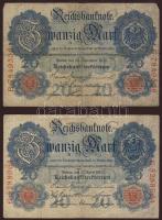 Ausztria/Osztrák-Magyar Bank 1916. 1K (6x) zöld, vízszintes "Deutschösterreich" fny-sal + ...