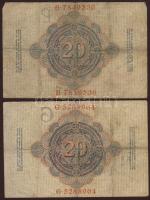 Ausztria/Osztrák-Magyar Bank 1916. 1K (6x) zöld, vízszintes "Deutschösterreich" fny-sal + ...