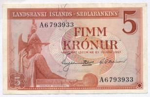 Izland 1957. 5K T:III Iceland 1957. 5 Krónur C:F Krause 37