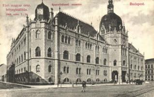 1909 Budapest IX. Iparművészeti Múzeum, Első Magyar Orsz. Bélyegkiállítás. Divald Károly kiadása + 1923 II. Orsz. Bélyeggyűjtők Hete Budapest So. Stpl. (EK)