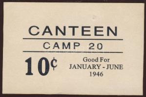 USA 1946. tábori kantin bón 10c-ről, feltehetően újnyomat T:I