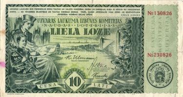Lettország 1937. Dekoratív sorsjegy 10L-ról T:II/III