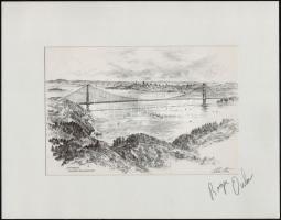 San Francisco látképe a Golden Gate híddal, ofszet, 16,5x24,5 cm