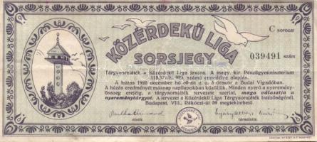 1925. "Közérdekű Liga" sorsjegy