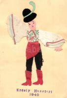 1940 Erdély Hazatért / Hungarian irredenta, textile card (EK)
